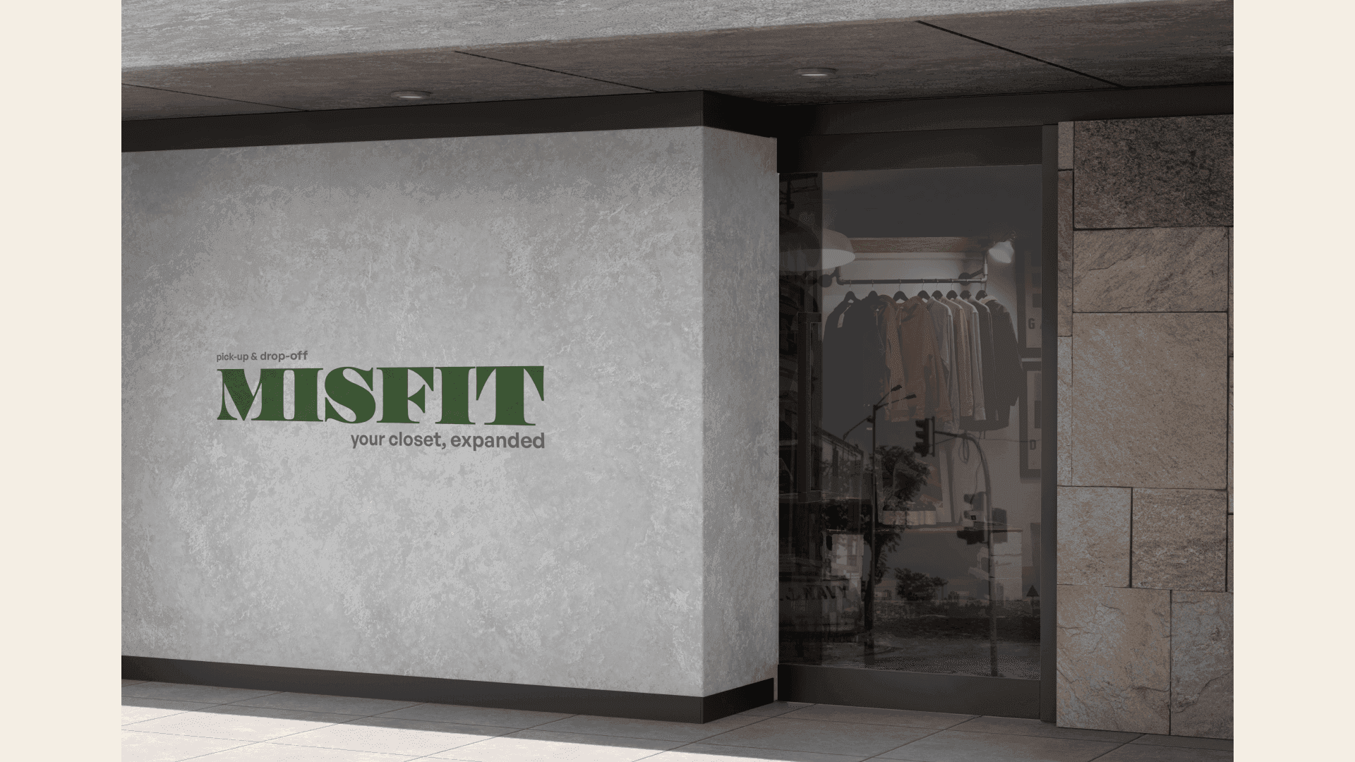 MISFIT storefront concept — pick-up and drop-off, your closet expanded