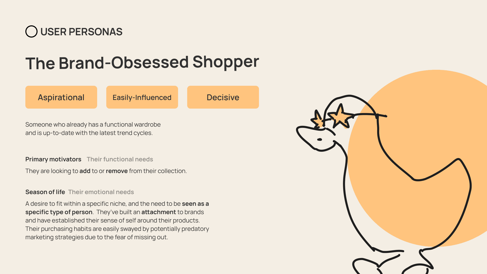 The Brand-Obsessed Shopper — aspirational, easily influenced; attached to brands and niches