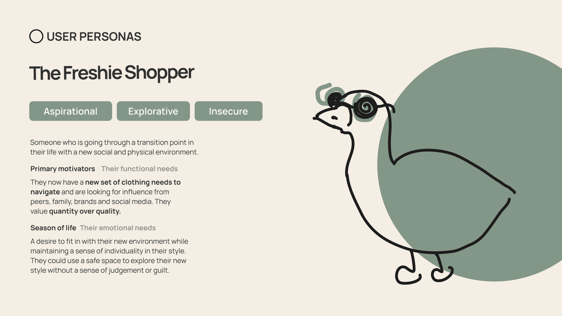 The Freshie Shopper — aspirational, explorative, insecure; navigating a new social environment