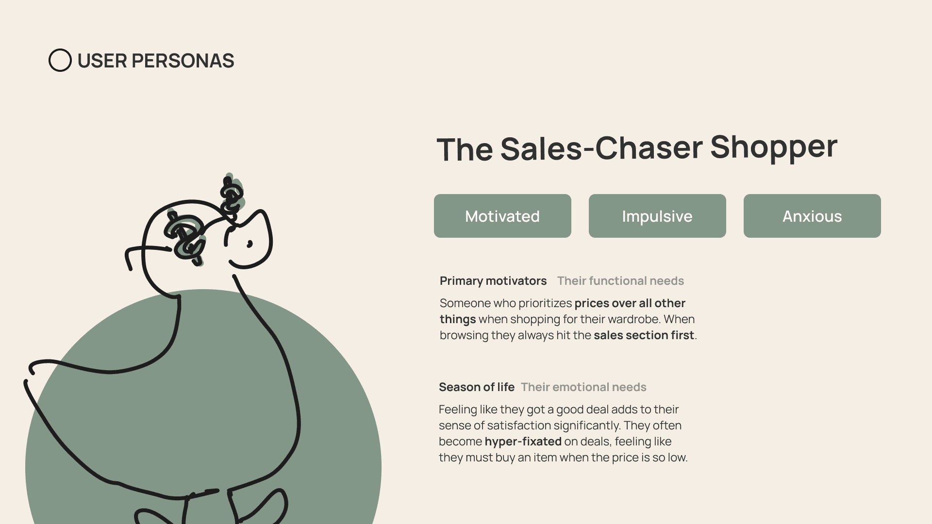 The Sales-Chaser Shopper — motivated, impulsive, anxious; prioritizes deals over everything
